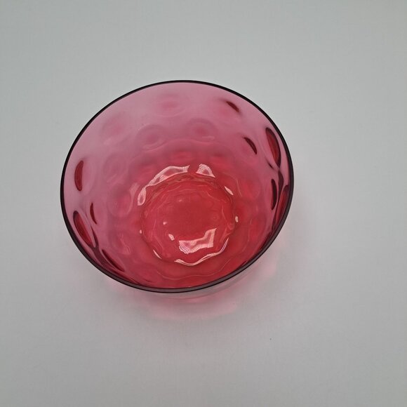 LG Wright Glass Thumbprint Cranberry Bowl - Picture 3 of 9